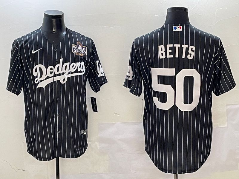 Men Los Angeles Dodgers #50 Betts Black Stripe Jointly Name 2025 Nike MLB Jersey style 3->los angeles dodgers->MLB Jersey